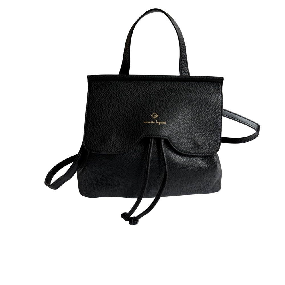 Nanette Lepore Arabelle Black Scalloped Convertible Backpack Handbag - EUC